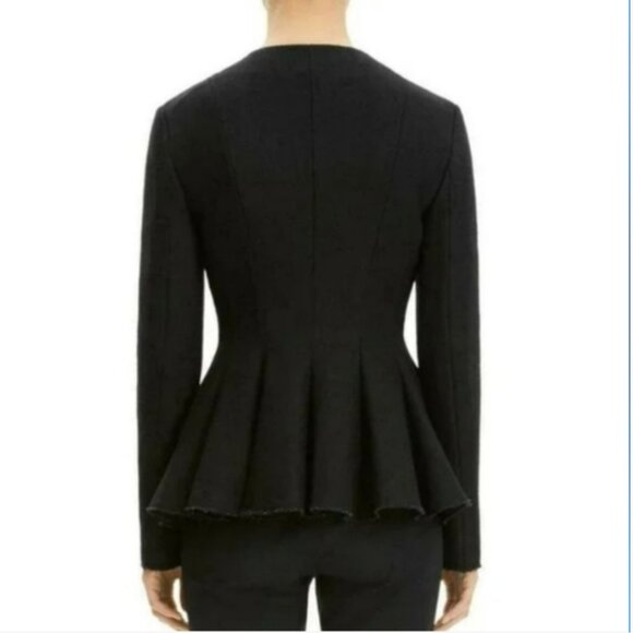 Theory Movement Black Canvas Tweed Peplum Blazer Jacket - Picture 4 of 16